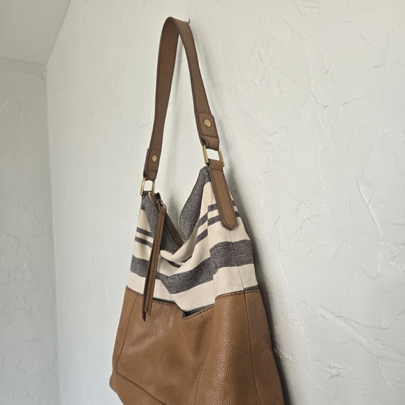 Fossil Leather Striped Fabric Shoulder Bag - Picture 5 of 10